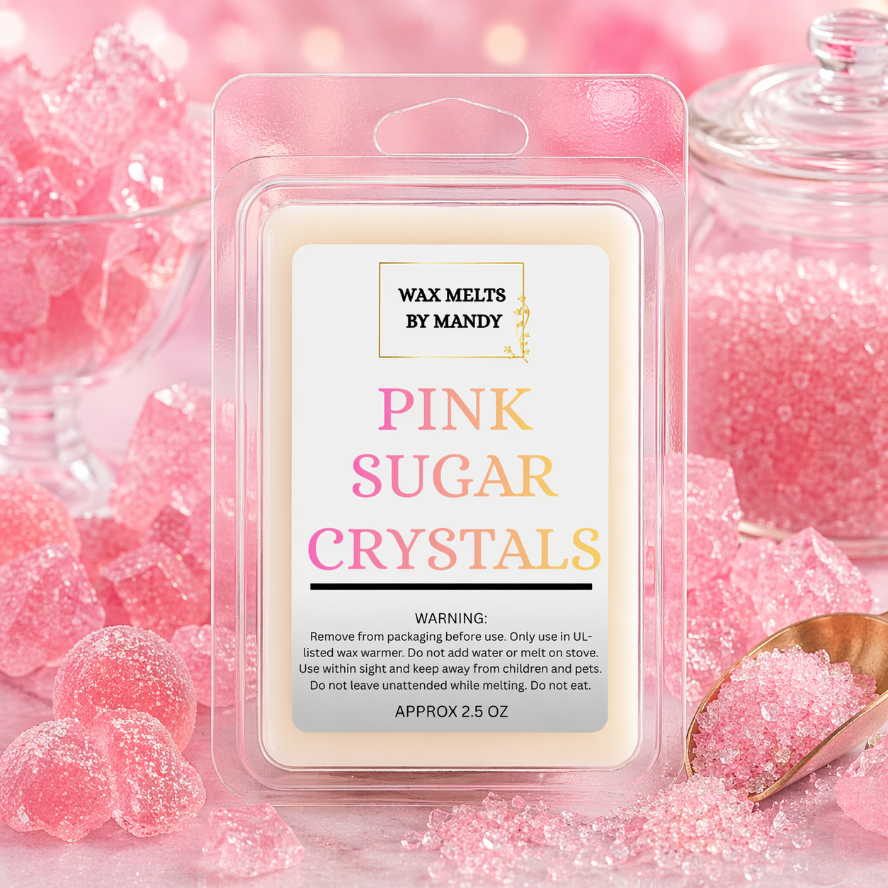 🍬💖 Pink Sugar Crystals Wax Melts- 2.5 oz